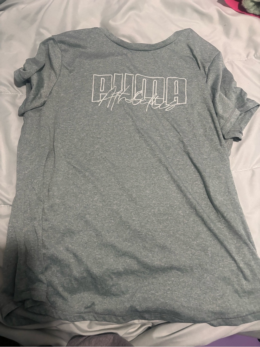 PUMA Girls' Lightweight Heather Gray Graphic Tee